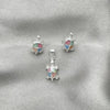 Juego de Arete y Dije de Adulto 10.399.0014 Plata Rodinada, Diseño de Tortuga, con Madre Perla Multicolor, Pulido, Plateado