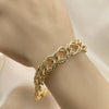 Pulsera Elegante 03.331.0141.09 Oro Laminado, Diseño de Chunky, Diamantado, Dorado