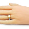 Anillo Multi Piedra 01.341.0154 Oro Laminado, Diseño de Chunky, con Zirconia Cubica Blanca, Pulido, Dos Tonos
