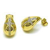 Arete Dormilona 02.283.0156 Oro Laminado, Diseño de Chunky y Cruz, Diseño de Chunky, con Zirconia Cubica Blanca, Pulido, Dorado