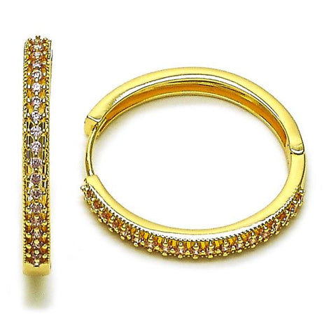 Argolla Huggie 02.195.0300.5.30 Oro Laminado, con Zirconia Cubica Rosado, Pulido, Dorado