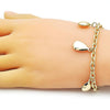 Pulsera de Dije 03.213.0236.07 Oro Laminado, Diseño de Gota y Rolo, Diseño de Gota, Pulido, Dorado