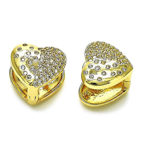 Argolla Huggie 02.283.0098.12 Oro Laminado, Diseño de Chunky, con Micro Pave Blanca, Pulido, Dorado