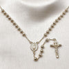 Rosario Mediano 09.253.0081.26 Oro Laminado, Diseño de Guadalupe y Crucifijo, Diseño de Guadalupe, con Zirconia Cubica Blanca, Diamantado, Dorado