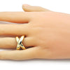 Anillo Elegante 01.341.0146 Oro Laminado, Diseño de Chunky, Pulido, Dorado