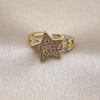 Anillo Multi Piedra 01.310.0039 Oro Laminado, Diseño de Estrella, con Micro Pave Blanca, Pulido, Dorado