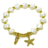 Pulsera Elegante 03.341.0256.07 Oro Laminado, Diseño de Estrella y Caballo de Mar, Diseño de Estrella, con Perla Marfil, Pulido, Dorado