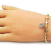 Pulsera Elegante 03.341.0236.1.11 Oro Laminado, Diseño de San Benito y Cruz, Diseño de San Benito, Pulido, Dos Tonos
