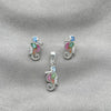 Juego de Arete y Dije de Adulto 10.399.0010 Plata Rodinada, Diseño de Caballo de Mar, con Madre Perla Multicolor, Pulido, Plateado