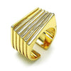 Anillo Elegante 01.60.0011 Oro Laminado, Diseño de Chunky, Diamantado, Dorado