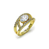 Anillo Multi Piedra 01.284.0104 Oro Laminado, Diseño de Ojo Griego, con Zirconia Cubica Blanca, Pulido, Dorado