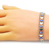 Pulsera Elegante 03.213.0220.07 Oro Laminado, Diseño de Corazon y Ojo Griego, Diseño de Corazon, Esmaltado Azul, Dorado