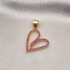 Dije Elegante 05.342.0177 Oro Laminado, Diseño de Corazon, con Zirconia Cubica Rubi, Pulido, Dorado