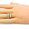 Anillo Multi Piedra 01.283.0038 Oro Laminado, Diseño de Cluster, con Zirconia Cubica Blanca, Pulido, Dorado