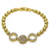 Pulsera Elegante 03.283.0252.07 Oro Laminado, con Micro Pave Blanca, Pulido, Dorado