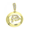 Dije Elegante 05.341.0013 Oro Laminado, Diseño de Iniciales, con Zirconia Cubica Blanca, Pulido, Dorado