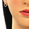 Arete Dormilona 02.336.0027.1 Plata Rodinada, Diseño de Corazon, con Zirconia Cubica Blanca, Pulido, Oro Rosado