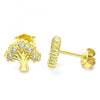 Arete Dormilona 02.336.0122.2 Plata Rodinada, Diseño de Arbol, con Zirconia Cubica Blanca, Pulido, Dorado