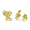 Arete Dormilona 02.156.0574 Oro Laminado, Diseño de Angel, con Micro Pave Blanca, Pulido, Dorado