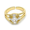 Anillo Multi Piedra 01.210.0086.1 Oro Laminado, con Zirconia Cubica Blanca, Pulido, Dorado