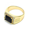 Anillo de Hombre 01.266.0045.3.10 Oro Laminado, con Zirconia Cubica Negro y Micro PaveBlanca, Pulido, Dorado