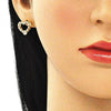 Arete Dormilona 02.94.0093.1 Oro Laminado, Diseño de Corazon, con Micro Pave Granate y Blanca, Pulido, Dorado