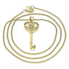 Collares con Dije 04.156.0431.1.20 Oro Laminado, Diseño de Llave, con Micro Pave Granate y Blanca, Pulido, Dorado