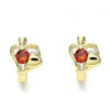 Argolla Huggie 02.210.0592.1.12 Oro Laminado, Diseño de Corazon, con Zirconia Cubica Granate, Pulido, Dorado