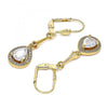 Arete Largo 02.387.0044.2 Oro Laminado, Diseño de Gota, con Zirconia Cubica Blanca, Pulido, Dorado