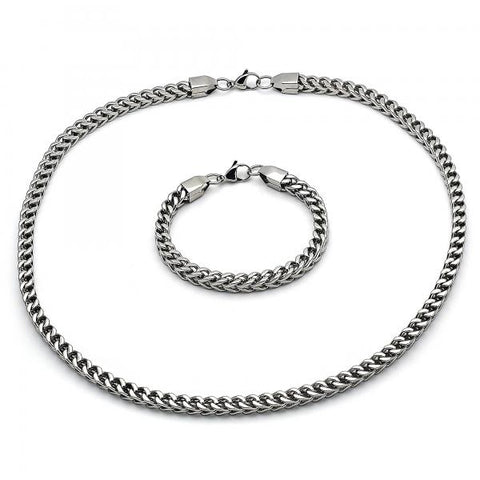 Collar y Pulso 06.278.0012 Acero Inoxidable, Diseño de Miami Cubana, Pulido,