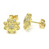 Arete Dormilona 02.156.0375 Oro Laminado, Diseño de Flor, con Zirconia Cubica Blanca, Pulido, Dorado