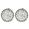 Arete Dormilona 02.233.0018.4 Rodio Laminado, con Micro Pave Negro y Blanca, Pulido, Rodinado