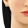 Arete Dormilona 02.156.0605.1 Oro Laminado, Diseño de Ojo Griego, con Zirconia Cubica Granate, Pulido, Dorado