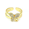 Anillo Infantil 01.233.0017 Oro Laminado, Diseño de Mariposa, con Micro Pave Blanca, Pulido, Dorado