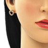 Arete Dormilona 02.94.0122.1 Oro Laminado, Diseño de Corazon, con Micro Pave Granate y Blanca, Pulido, Dorado