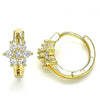 Argolla Huggie 02.210.0497.15 Oro Laminado, Diseño de Flor, con Zirconia Cubica Blanca, Pulido, Dorado