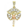 Dije Religioso 05.380.0062.1 Oro Laminado, Diseño de Jesus, con Cristal Blanca, Pulido, Tricolor