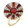 Anillo Multi Piedra 01.210.0100.1.07 Oro Laminado, con Zirconia Cubica Rubi y Blanca, Pulido, Dorado
