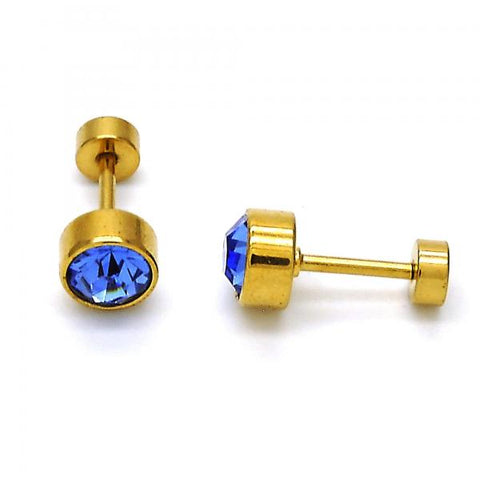 Arete Dormilona 02.271.0008.7 Acero Inoxidable, con Cristal Blue Shade, Pulido, Dorado
