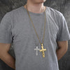 Collares con Dije 04.116.0057.1.30 Acero Inoxidable, Diseño de Crucifijo, Pulido, Dorado