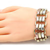 Pulsera Elegante 03.331.0099.08 Oro Laminado, Diseño de Chunky, Mate, Tricolor
