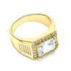 Anillo de Hombre 01.266.0045.11 Oro Laminado, con Zirconia Cubica Blanca y Micro PaveBlanca, Pulido, Dorado