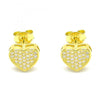 Arete Dormilona 02.369.0001.2 Plata Rodinada, Diseño de Corazon, con Zirconia Cubica Blanca, Pulido, Dorado