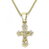Collares con Dije 04.242.0102.20 Oro Laminado, Diseño de Crucifijo, Pulido, Dorado