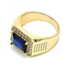 Anillo de Hombre 01.266.0045.2.12 Oro Laminado, con Zirconia Cubica Zafiro Azul y Micro PaveBlanca, Pulido, Dorado