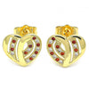 Arete Dormilona 02.94.0107.1 Oro Laminado, Diseño de Corazon, con Micro Pave Granate y Blanca, Pulido, Dorado
