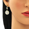 Arete Colgante 02.351.0065.1 Oro Laminado, Diseño de Guadalupe, Diamantado, Tricolor