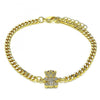 Pulsera Elegante 03.156.0026.08 Oro Laminado, Diseño de Osito, con Micro Pave Blanca, Pulido, Dorado