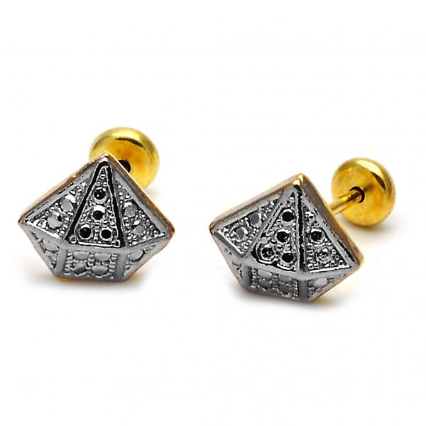 Arete Dormilona 02.55.0050 *PROMO* Oro Laminado, Mate, Dos Tonos