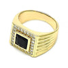Anillo de Hombre 01.266.0049.2.10 Oro Laminado, con Zirconia Cubica Negro y Micro PaveBlanca, Pulido, Dorado